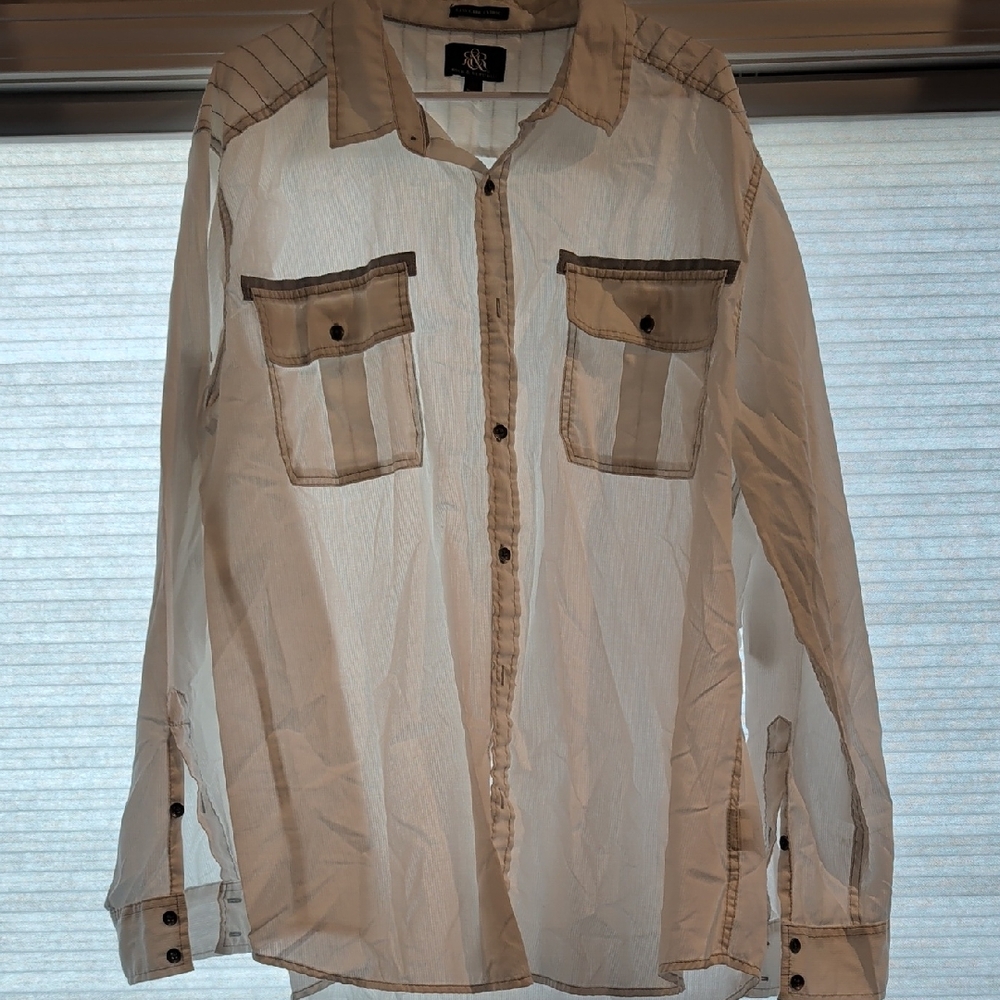 Zara Men's Light Tan Button-Up Shirt Jacket